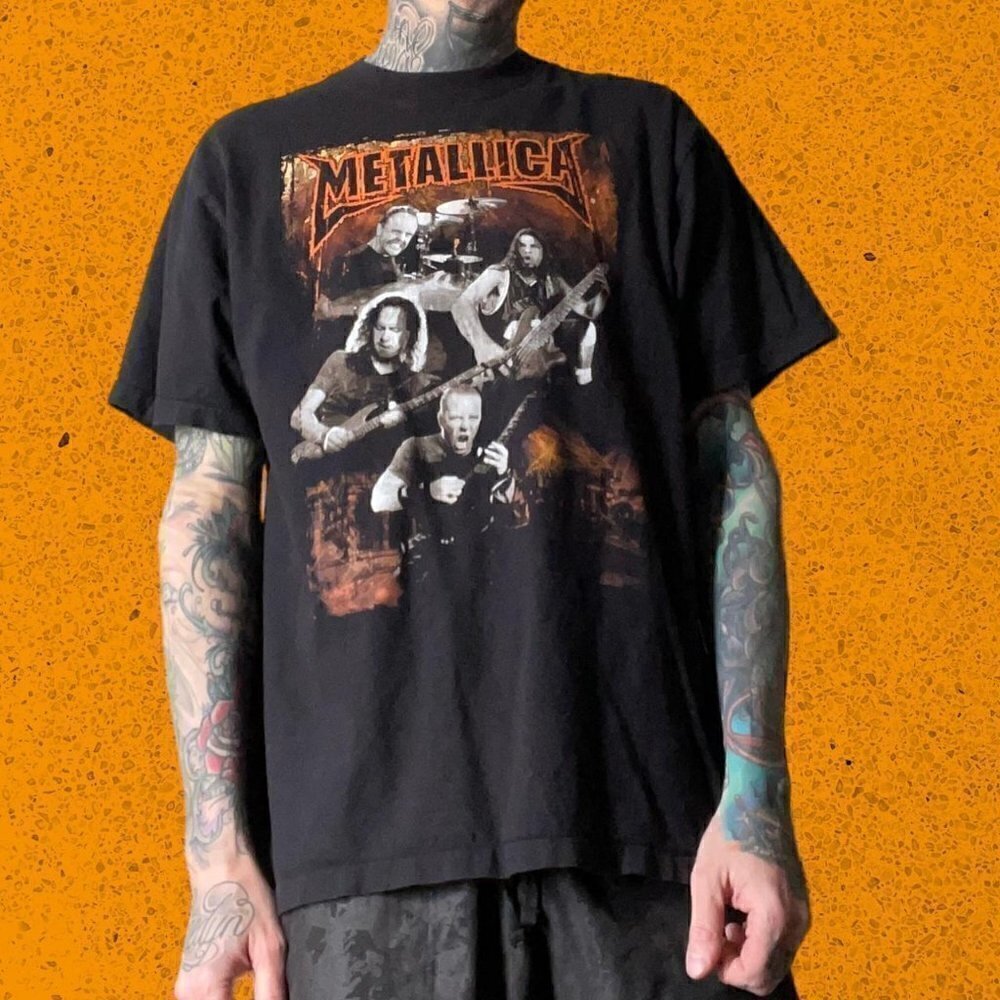 Vintage SINGLE STITCH Metallica Shirt black orange men’s XL rare